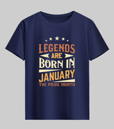 Legends Are Born In January Half Sleeve T-Shirt